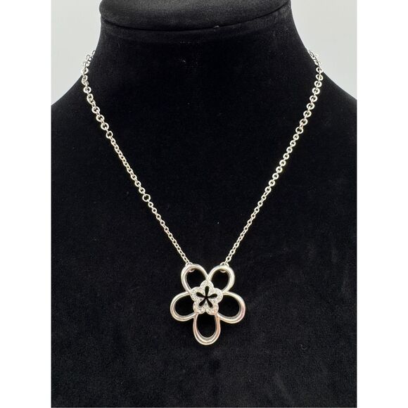 Brighton Silver Tone Daisy Flower Link Rhinestone Floral Bracelet Necklace set - Picture 2 of 16